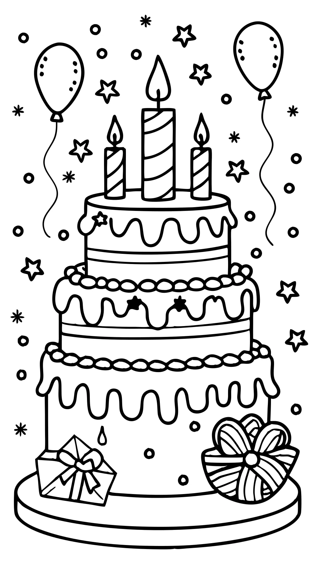 happy birthday cake coloring pages